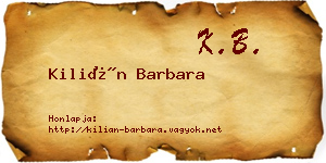 Kilián Barbara névjegykártya